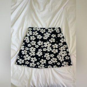 Urban Outfitters Black and White Flower Mini Skirt